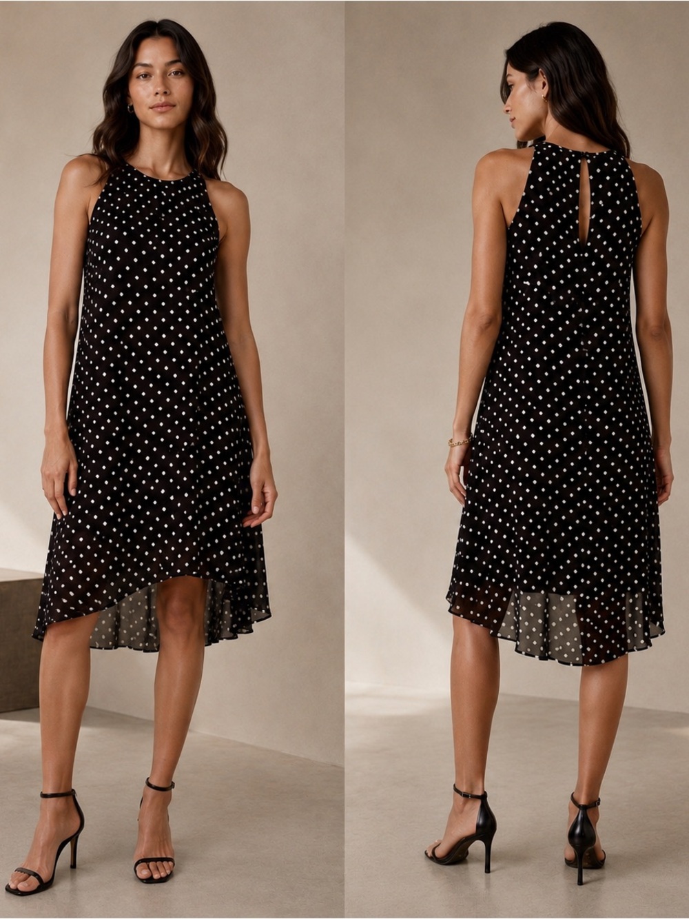 Theory Adlerdale Haze Dot 100% Silk High-Low Shift Dress Size 00